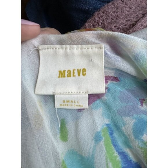 Anthropologie Maeve Silk Chiffon Cold Shoulder Watercolor Top Size Small - Picture 8 of 10